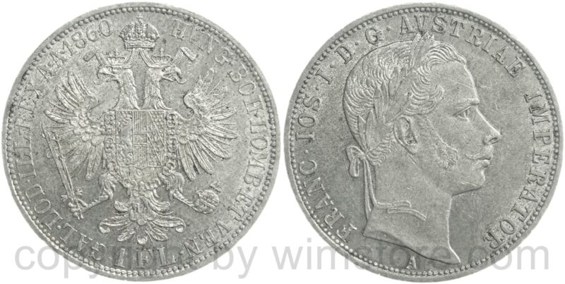 franz josef i., 1 gulden 1860 a, silber, ss vz