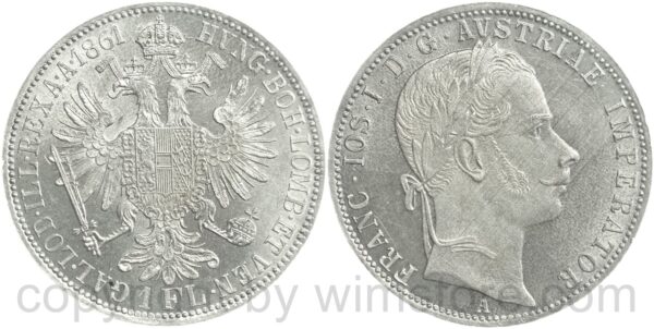 franz josef i., 1 gulden 1859 b, silber, ss, kl. rs. (kopie)