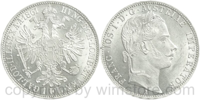 franz josef i., 1 gulden 1860 a, silber, ss vz (kopie)