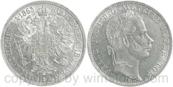 franz josef i., 1 gulden 1861 a, silber, vz+ (kopie)