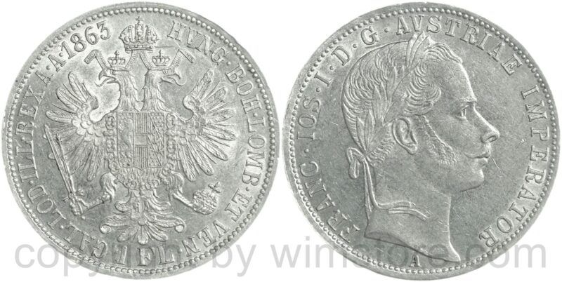 franz josef i., 1 gulden 1861 a, silber, vz+ (kopie)