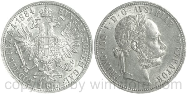 franz josef i., 1 gulden 1881, silber, ss, rs. (kopie)