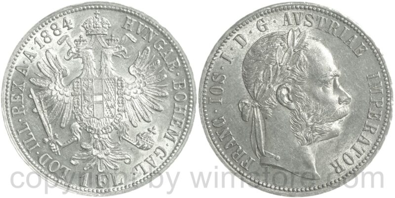 franz josef i., 1 gulden 1881, silber, ss, rs. (kopie)