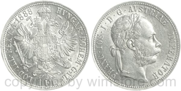 franz josef i., 1 gulden 1888, silber, ss (kopie)