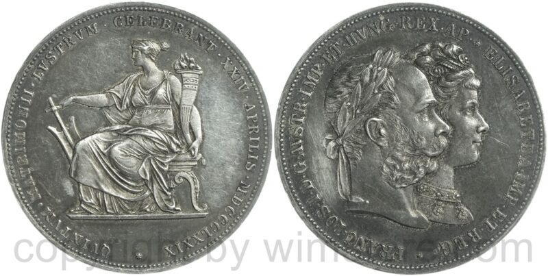 franz josef i., 2 gulden 1859 b, doppelgulden, silber, ss vz, rs. (kopie)