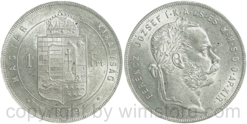 franz josef i. 1 forint 1879 kb, silber, vz, fleckig