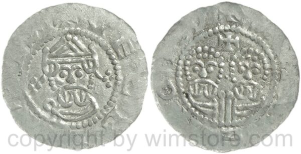 niederlande grafschaft friesland, egbert ii., um 1068 1090, graf von friesland, +ecbertvs // doggingvn, simon und judas, 1 penning 1068 1077, silber, ss