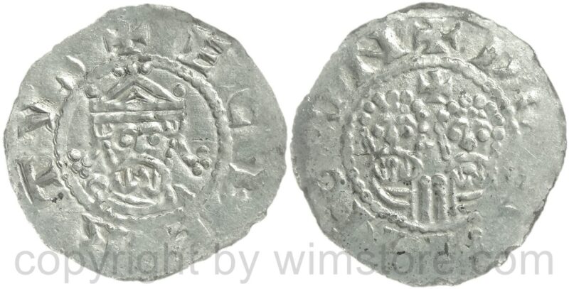 niederlande grafschaft friesland, egbert ii., um 1068 1090, graf von friesland, +ecbertvs // doggingvn, simon und judas, 1 penning 1068 1077, silber, ss