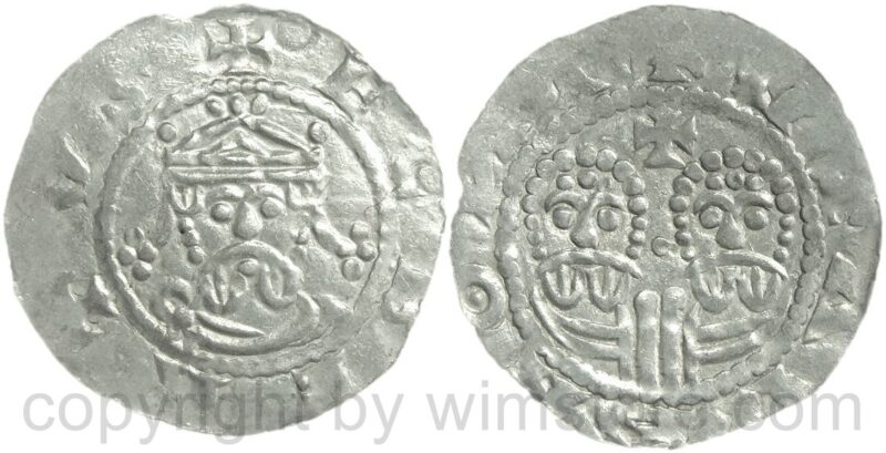 niederlande grafschaft friesland, egbert ii., um 1068 1090, graf von friesland, +ecbertvs // doggingvn, simon und judas, 1 penning 1068 1077, silber, ss