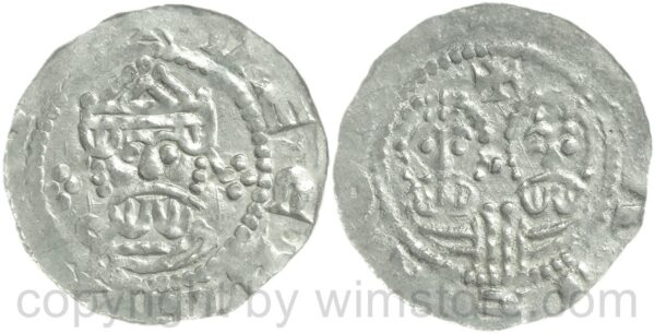 niederlande grafschaft friesland, egbert ii., um 1068 1090, graf von friesland, +ecbertvs // doggingvn, simon und judas, 1 penning 1068 1077, silber, ss