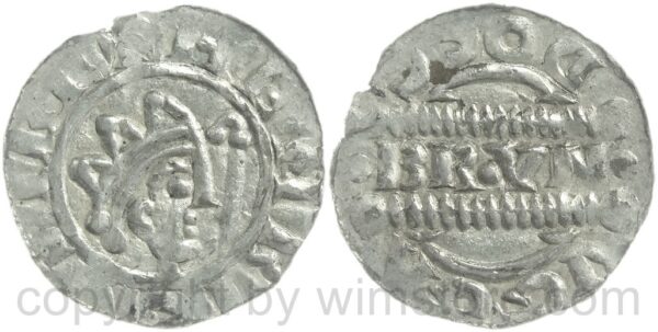 niederlande grafschaft friesland, bruno iii. von braunschweig, 1038 1057, gekrönter kopf mit kreuzstab, // docc vgga/ brvno, denar, ms. dokkum, silber, vz niederlande grafschaft friesland, bruno iii. von braunschweig, 1038 1057, gekrönter kopf mit kreuzstab, // docc vgga/ brvno, denar, ms. dokkum, silber, vz