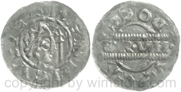 niederlande bistum utrecht, wilem vin pont, 1554 1076, 4 punkte neben bischofstab, bischof und kreuzstab, // v/ect über torburg, pfennig, silber, ss (kopie)