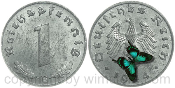 3. reich, 1 reichspfennig 1944 b, km 97, zink, st
