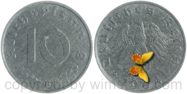 3. reich, 10 reichspfennig 1944 b, km 101, zink, ss