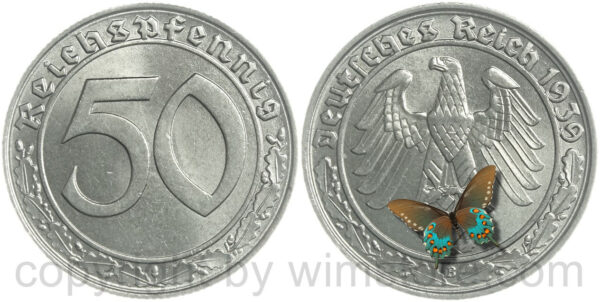 3. reich, 50 reichspfennig 1939 b, km 95, nickel, st