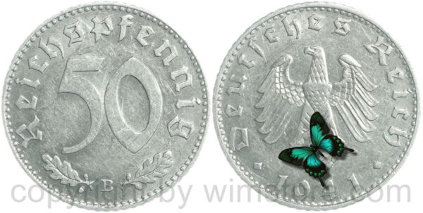 3. reich, 50 reichspfennig 1941 b, km 96, aluminium, ss