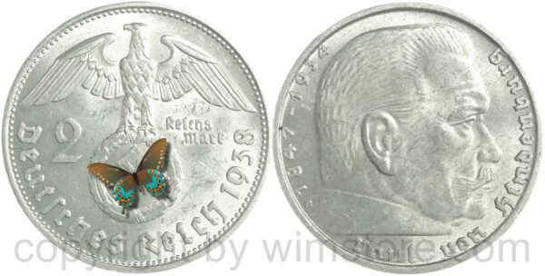 3. reich, 2 reichsmark 1938 b, km 93, silber, vz