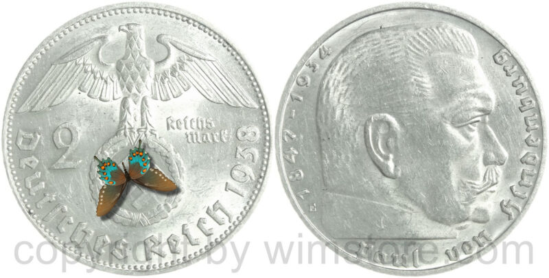 3. reich, 2 reichsmark 1938 b, km 93, silber, vz (kopie)