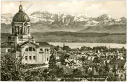 zürich, kreuzkirche und glarneralpen