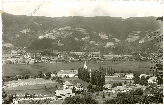 ossiach, stift am ossiachersee mit blick auf bodensdorf ossiach, stift am ossiachersee mit blick auf bodensdorf