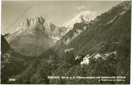 kötschach mauthen, ederwirt a.d. plöckenstrasse mit cellonkofel und kellerwand