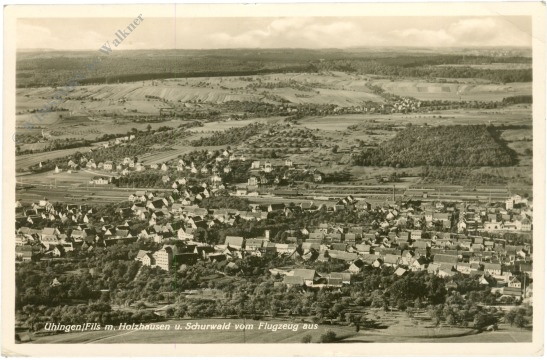 uhingen/fils, mit holzhausen und schurwald vom flugzeug aus uhingen/fils, mit holzhausen und schurwald vom flugzeug aus