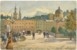 salzburg, staatsbrücke mit untersberg