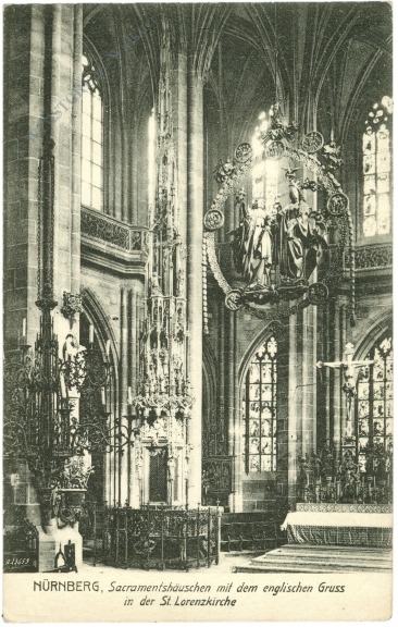 nürnberg, sacramentshäuschen mit dem englischen gruss in der st. lorenzkirche