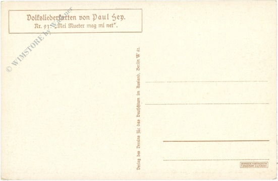 mei mueter mag mi net volksliederkarte von paul hey
