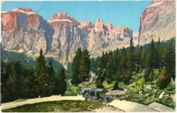 pordoijoch, k.k. postautomobil auf der dolomitenstrasse
