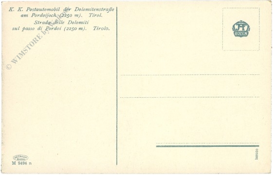 pordoijoch, k.k. postautomobil auf der dolomitenstrasse