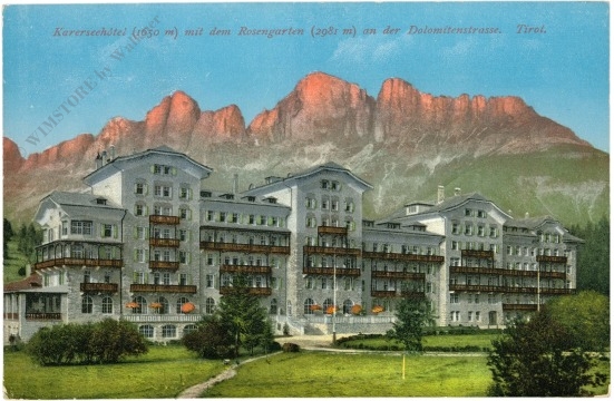 dolomiti: karrerseehotel mit dem rosengarten