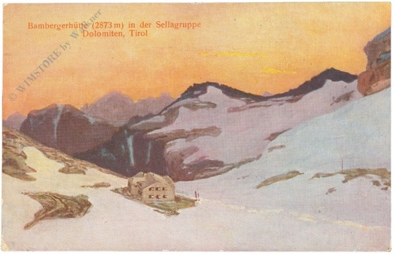 dolomiti, bambergerhütte in der sellagruppe