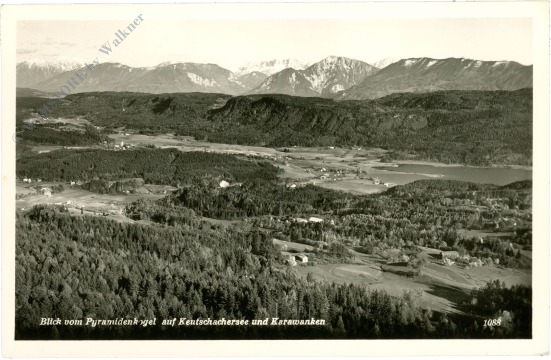 keutschach, blick vom pyramidenkogel auf keutschachersee und karawanken keutschach, blick vom pyramidenkogel auf keutschachersee und karawanken