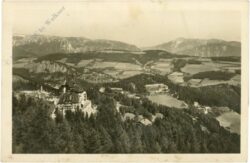 semmering, südbahnhotel und kurhaus gegen rax und schneeberg
