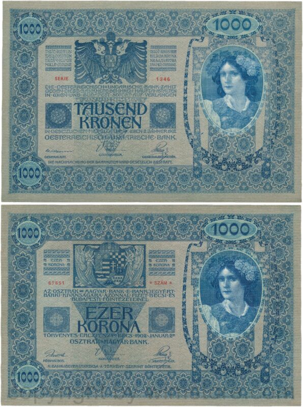 Österreich, franz josef i., 1000 kronen 2. jänner 1902, serie 1345, p 08; 1 (kopie)