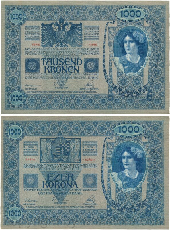 Österreich, franz josef i., 1000 kronen 2. jänner 1902, serie 1345, p 08; 1