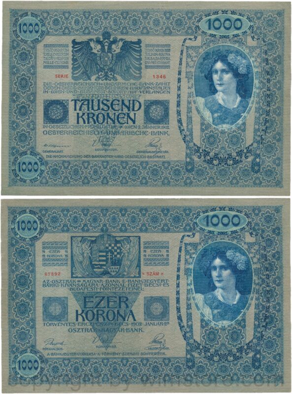 Österreich, franz josef i., 1000 kronen 2. jänner 1902, serie 1345, p 08; 1