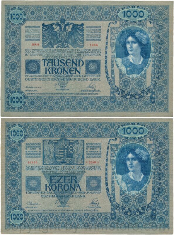 Österreich, franz josef i., 1000 kronen 2. jänner 1902, serie 1345, p 08; 1 (kopie)