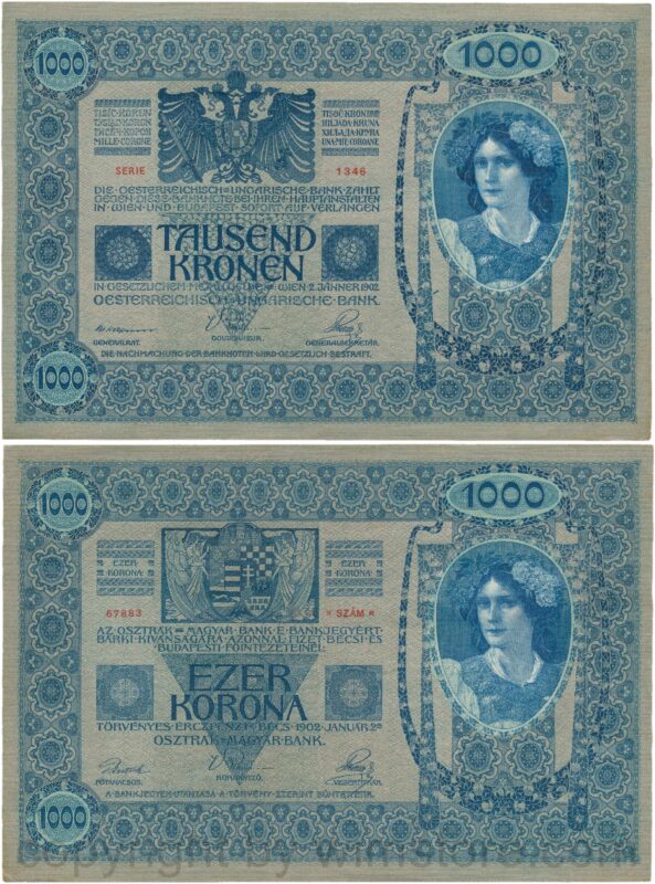 Österreich, franz josef i., 1000 kronen 2. jänner 1902, serie 1345, p 08; 1 (kopie)