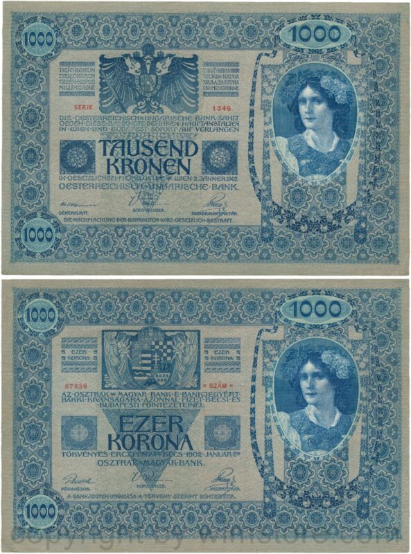 Österreich, franz josef i., 1000 kronen 2. jänner 1902, serie 1345, p 08; 1 (kopie)