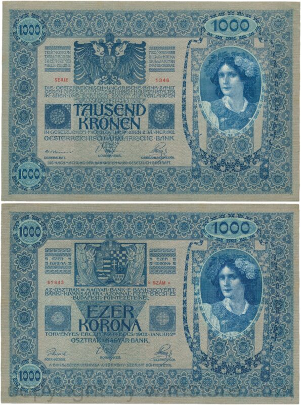 Österreich, franz josef i., 1000 kronen 2. jänner 1902, serie 1345, p 08; 1 (kopie)