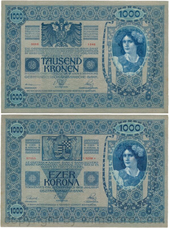 Österreich, franz josef i., 1000 kronen 2. jänner 1902, serie 1345, p 08; 1