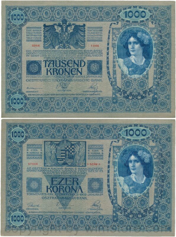 Österreich, franz josef i., 1000 kronen 2. jänner 1902, serie 1345, p 08; 1