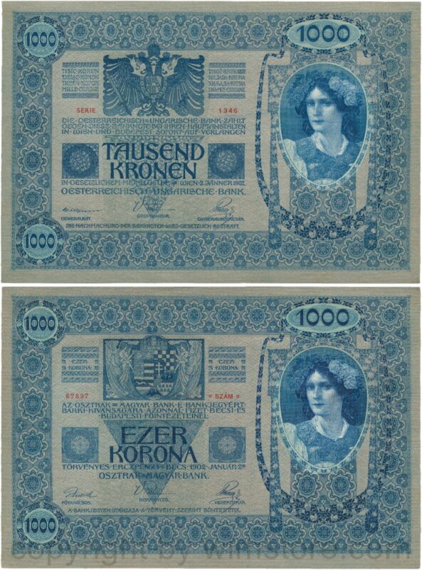 Österreich, franz josef i., 1000 kronen 2. jänner 1902, serie 1345, p 08; 1 (kopie)