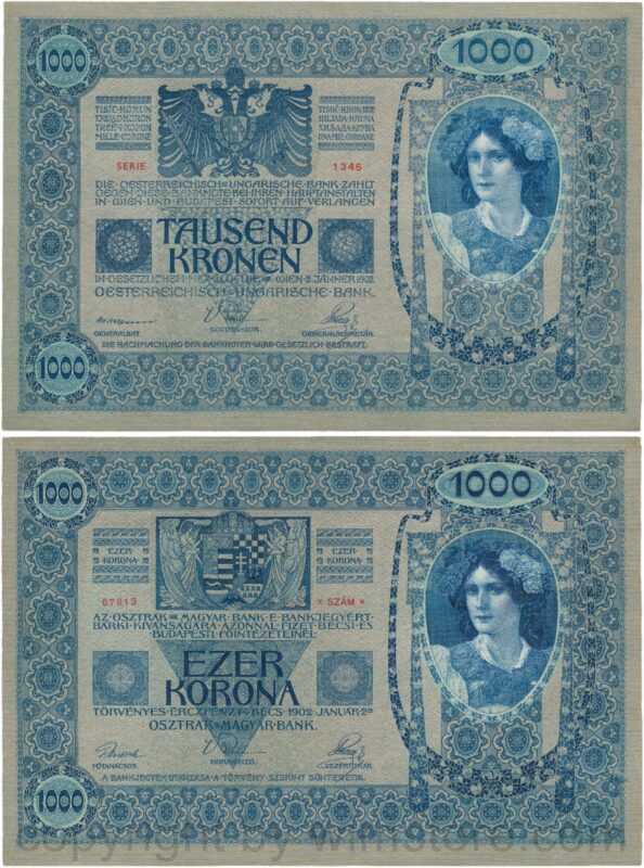 Österreich, franz josef i., 1000 kronen 2. jänner 1902, serie 1345, p 08; 1 (kopie)