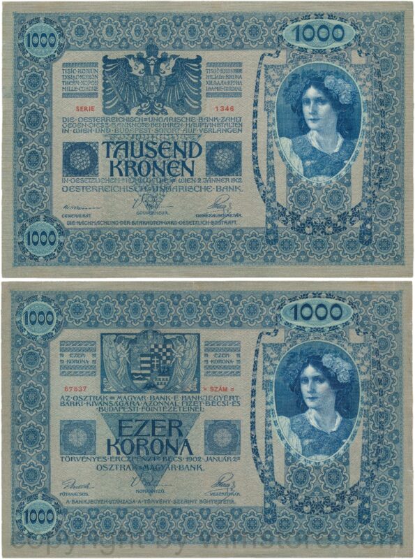 Österreich, franz josef i., 1000 kronen 2. jänner 1902, serie 1345, p 08; 2 (kopie)