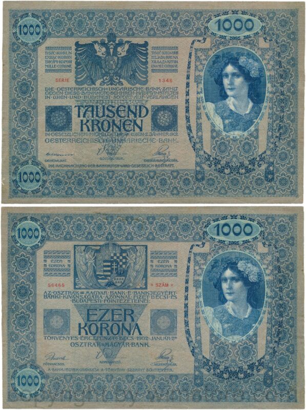 Österreich, franz josef i., 1000 kronen 2. jänner 1902, serie 1345, p 08; 3