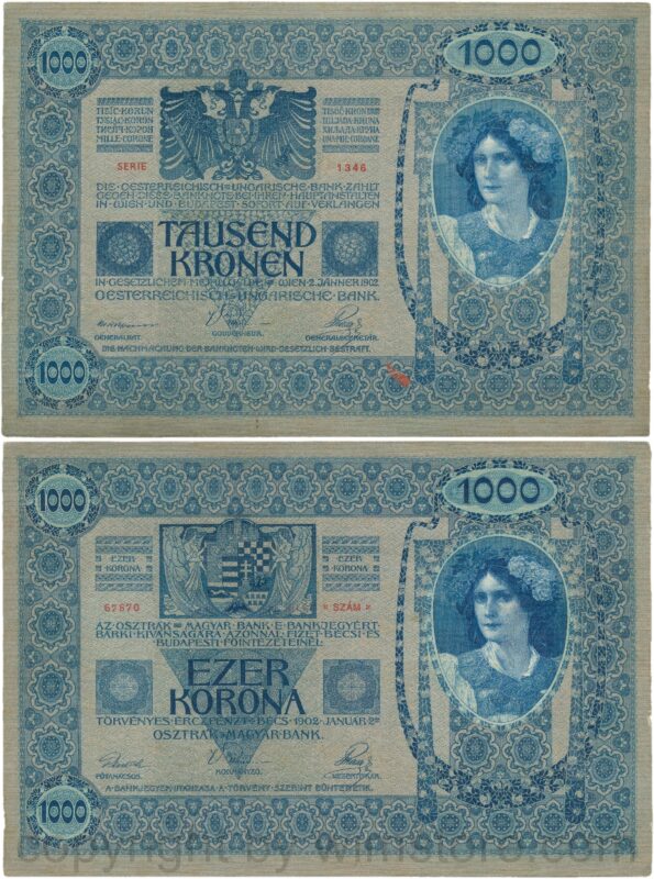 Österreich, franz josef i., 1000 kronen 2. jänner 1902, serie 1345, p 08; 3 (kopie)