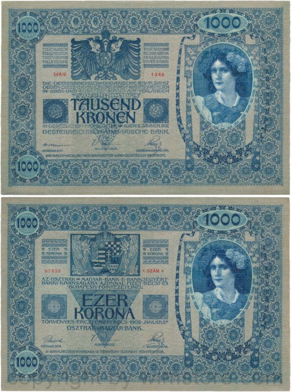 Österreich, franz josef i., 1000 kronen 2. jänner 1902, serie 1345, p 08; 3 (kopie)